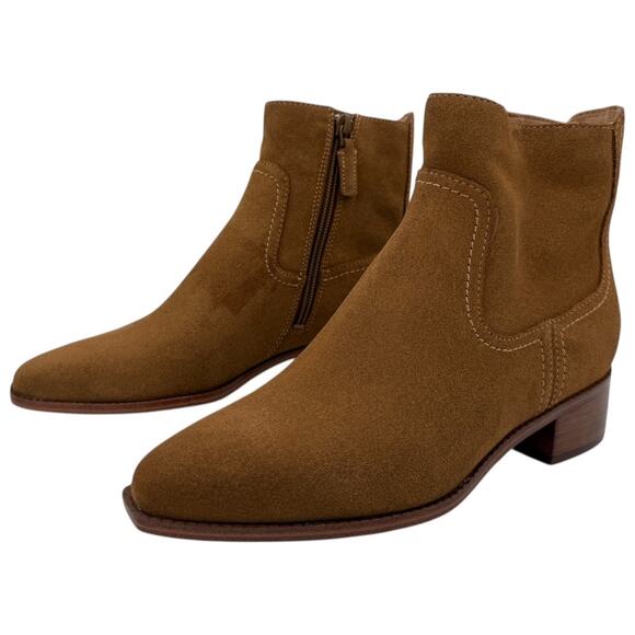 NEW w IMPERFECTIONS Cole Haan Suede Bootie Size 6 Camel - Picture 2 of 8